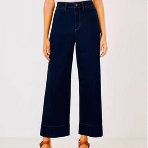 Loft Women’s High Waisted Wide Leg Jeans Size 00/24 Dark Indigo Wash